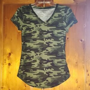 Camouflage V-Neck Women's Top